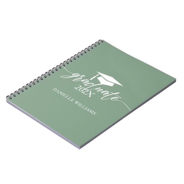 Elegant White Typography On Sage Green Background Notebook (Left Side)