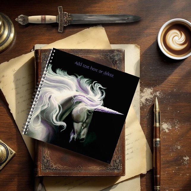 Elegant White Unicorn Flowing Mane Purple Fantasy Notebook (Creator Uploaded)