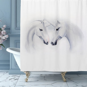 Elegant White Unicorns Couple Fantasy Romantic