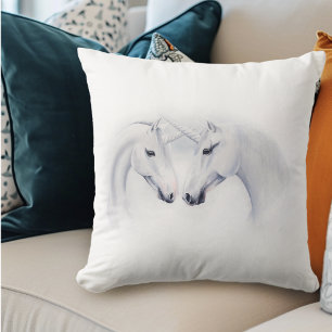 Elegant White Unicorns Couple Fantasy Romantic Throw Pillow