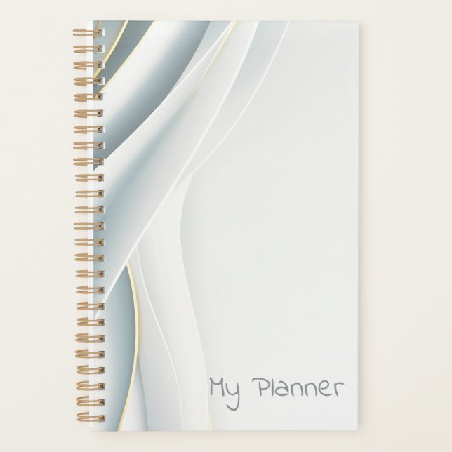 Elegant White Vail Personalized  Planner (Front)