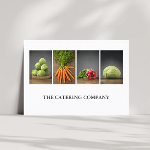 Elegant White Vegetables Catering Business Card
