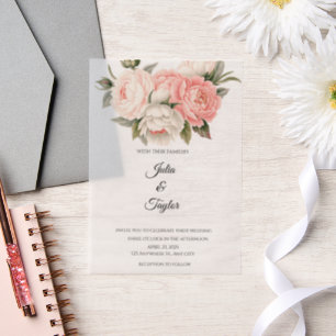 Elegant White vellum Rose Invitation
