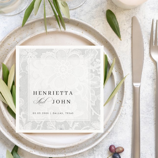 Elegant White Vintage Lace Wedding Napkin (Creator Uploaded)