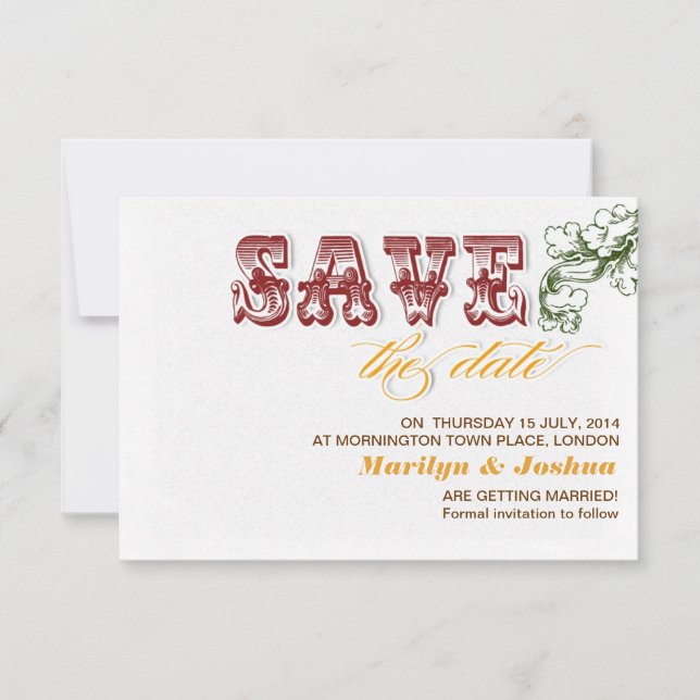 elegant white vintage save the date invitations (Front)