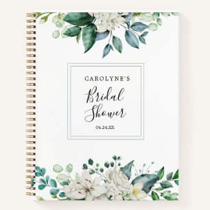 Elegant White Watercolor Floral Notebook