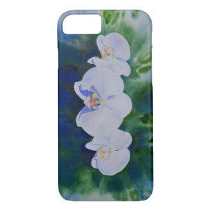 Elegant white watercolor tropical boho orchids  iPhone 8/7 case