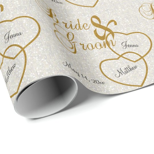 Elegant White Wedding Confetti and Gold Lettering
