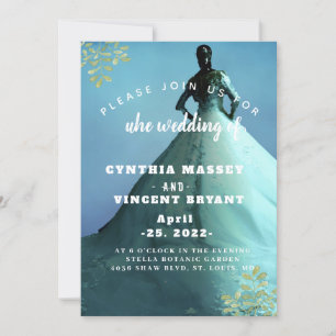 Elegant white wedding dress invitation