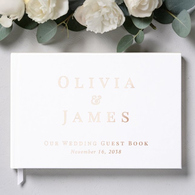 Elegant White Wedding Guest Book (Elegant White Wedding Foil Guest Book)