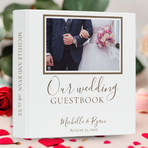 Elegant White Wedding Guestbook Binder