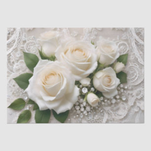 Elegant White Wedding Lace And Roses, Tissue Paper