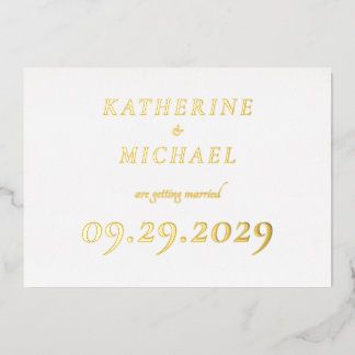 Elegant White Wedding Real Gold Foil Invitations