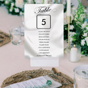 Elegant White Wedding Table Number Seating Chart