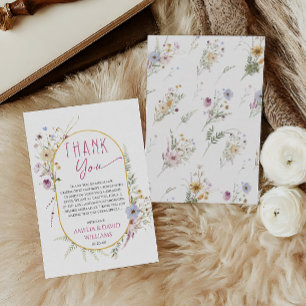 Elegant White Wildflower Baby Shower Thank You Car Card