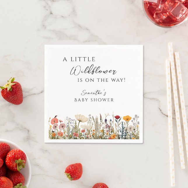Elegant White Wildflower Bloom Baby Shower Napkin (Insitu)