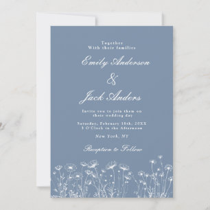 Elegant White Wildflower Periwinkle Wedding Save The Date