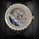 Elegant White Wine O Clock Watch<br><div class="desc">Watch featuring two glasses of white wine. Nice for a wine lover!</div>