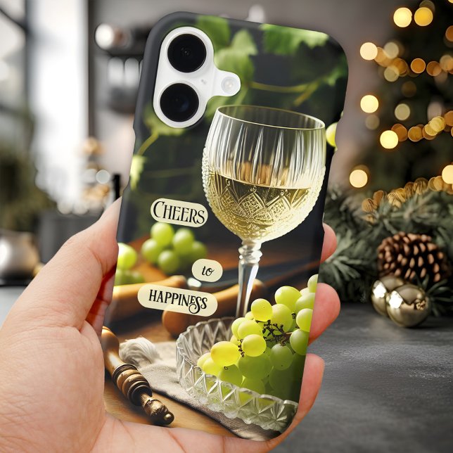 Elegant White Wine with Grapes Phone Case (Phone case featuring an elegant painting of white wine and grapes. Beautiful for a wine lover)
