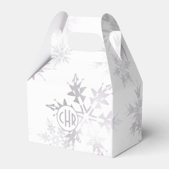 Elegant White Winter Snowflakes Favor Box (Front Side)
