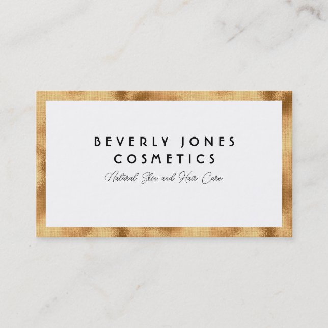 Elegant White with Faux Gold Foil Business Card (Front)