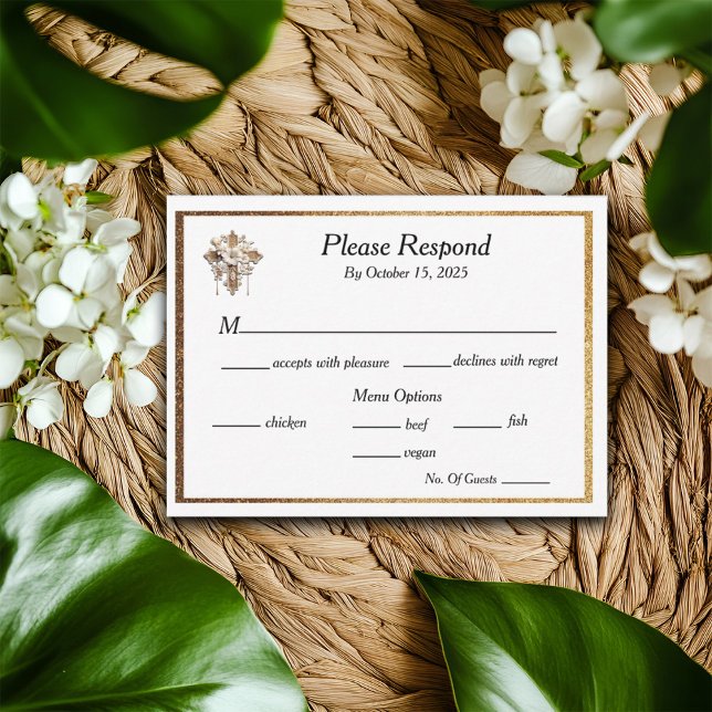 Elegant White with Gold Trim  RSVP Card (Creator Uploaded)