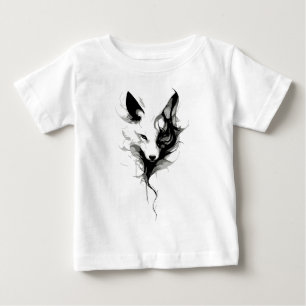 Elegant White Wolf Art in Black Ink Baby T-Shirt