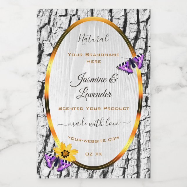 Elegant White Wood Grain Tree Bark Product Labels (Single Label)