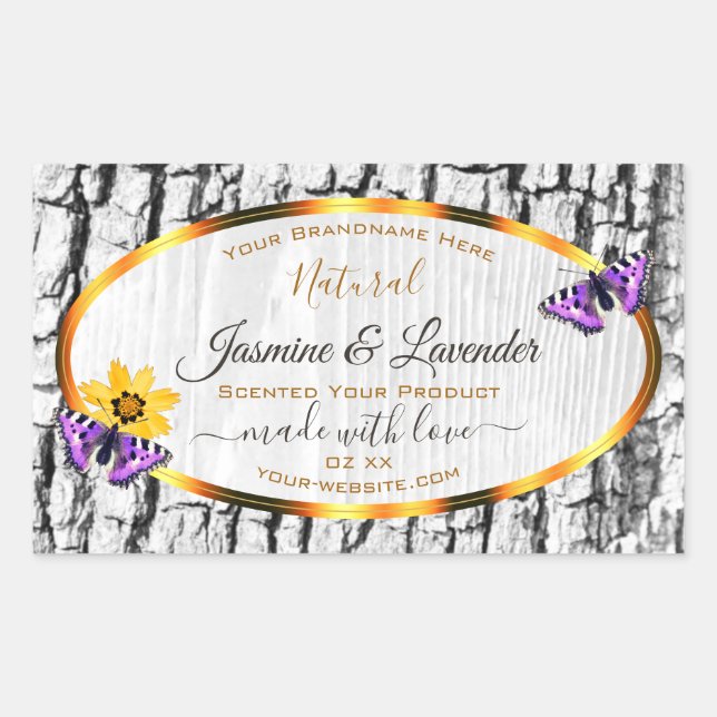 Elegant White Wood Grain Tree Bark Product Labels (Front)