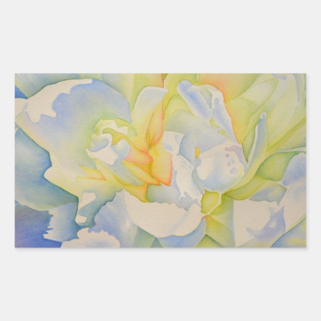 Elegant white yellow peony floral watercolor  sticker (Front)
