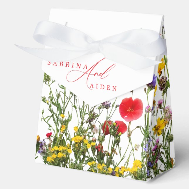 Elegant Wild Floral Blooming Garden Wedding  Favor Box (Front)