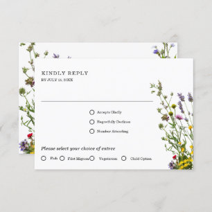 Elegant Wild Flower Blooming Garden Wedding  RSVP Card