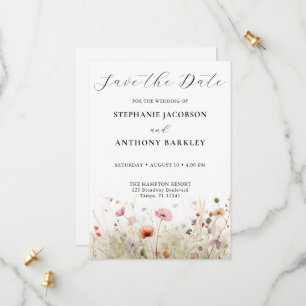 Elegant Wild Flower Save the Date Wedding Card
