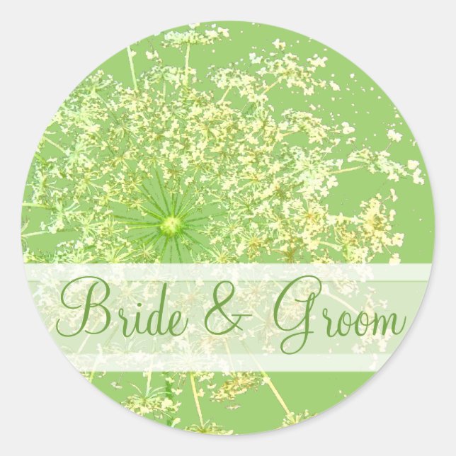 Elegant Wild Flower with Swirls Wedding Stickers (Front)