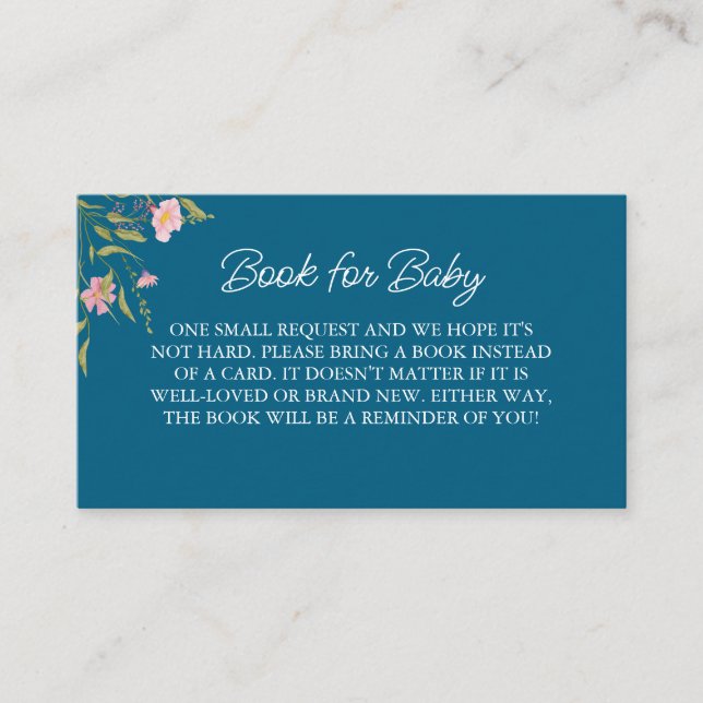 Elegant Wild Flowers Baby Shower Enclosure Card (Front)