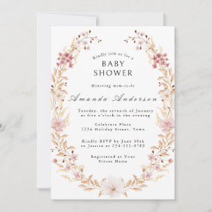 Elegant Wild Flowers Baby Shower Invitation