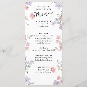 Elegant Wild Flowers Baby Shower  Menu