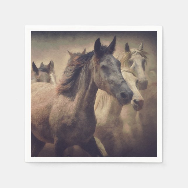 Elegant Wild Horses Paper Napkin (Front)