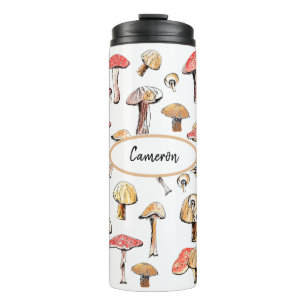 Elegant Wild Mushroom Personalized Nature Themed Thermal Tumbler