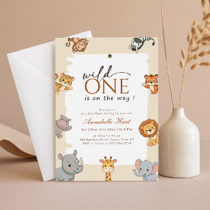 Elegant Wild One Jungle Animal Baby Shower Invitation