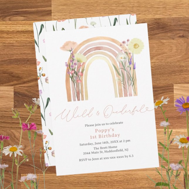 Elegant Wild & Onederful Wildflower 1st Birthday Invitation (Creator Uploaded)
