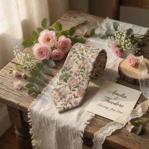Elegant Wild Rose Floral Tie