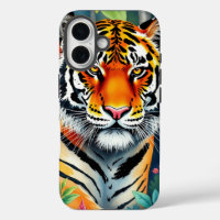 Elegant wild tiger colourful watercolor painting