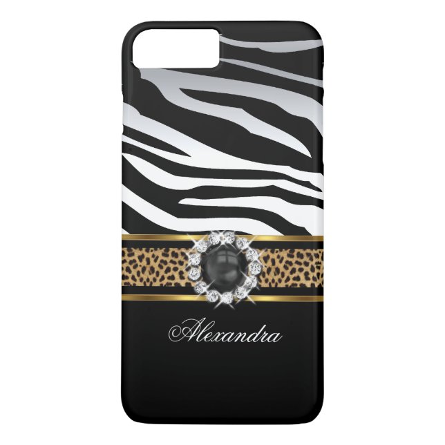 Elegant Wild Zebra Stripe Leopard Black Gold Pearl Case-Mate iPhone Case (Back)