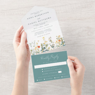 Elegant Wildflower All In One Wedding Invitation