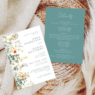 Elegant Wildflower All In One Wedding Invitation