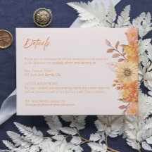 Elegant Wildflower Apricot Wedding Enclosure Card