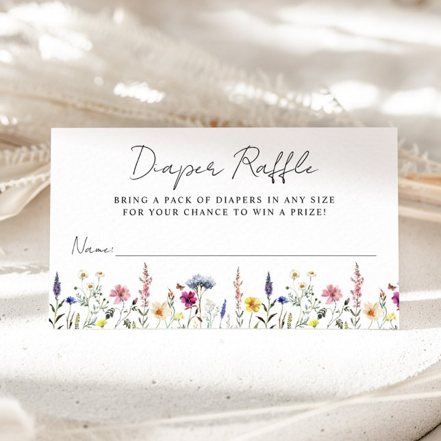 Elegant Wildflower Baby Shower Diaper Raffle Enclosure Card (Creator Uploaded)