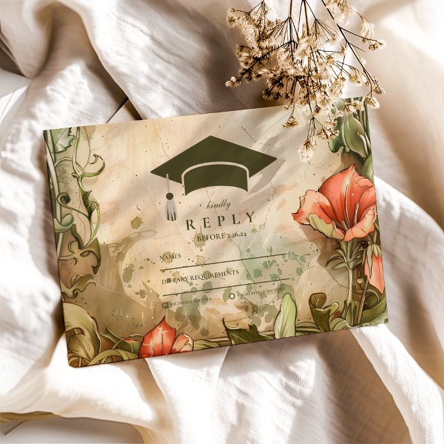 Elegant Wildflower Bloom Graduation Party  RSVP Card (Creator Uploaded)