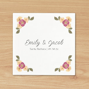 Elegant Wildflower Boho Chic Personalized Wedding Napkin